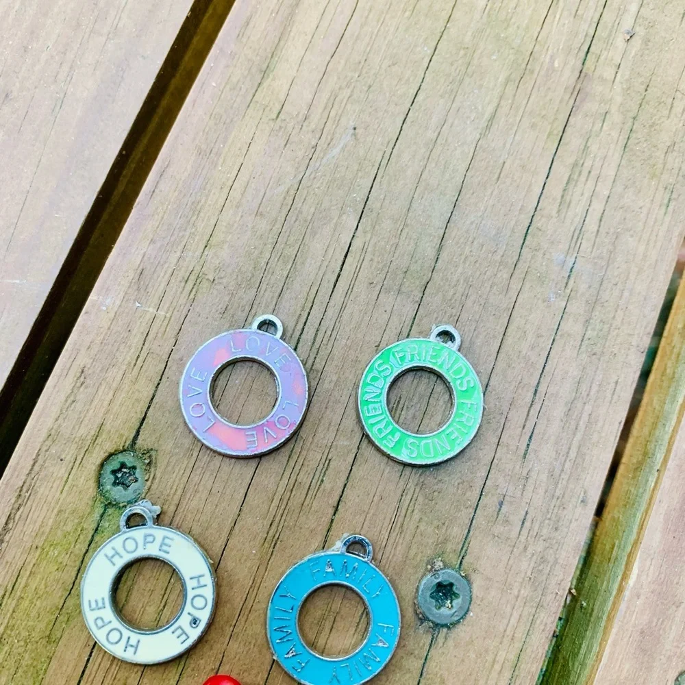 Necklace pendants (4) metal pendants hope love friendship family multicolored